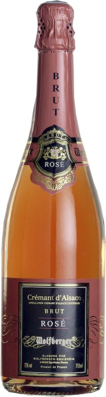 Flasche Brut Rosé Crémant d'Alsace AOC von Wolfberger