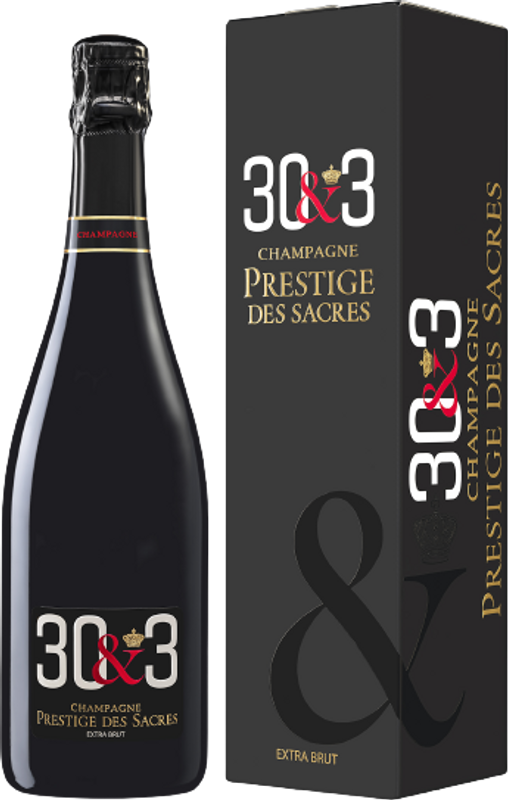 Bottiglia di Champagne Prestige des Sacres cuvée 30 & 3 Extra Brut di Prestige des Sacres