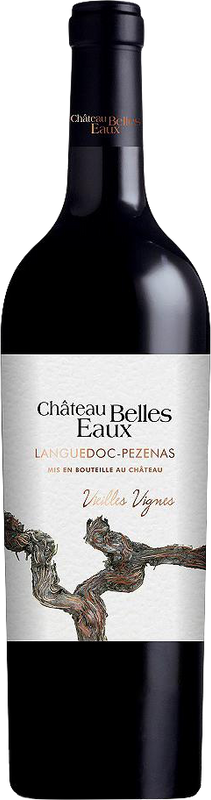 Bottiglia di Languedoc Pezenas Vielles Vignes di Château Belles Eaux