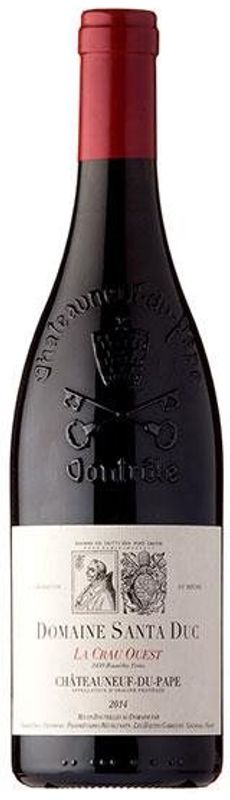 Bottiglia di Châteauneuf du Pape AOC La Crau Ouest Single Vineyard Cuvée di Domaine Santa Duc