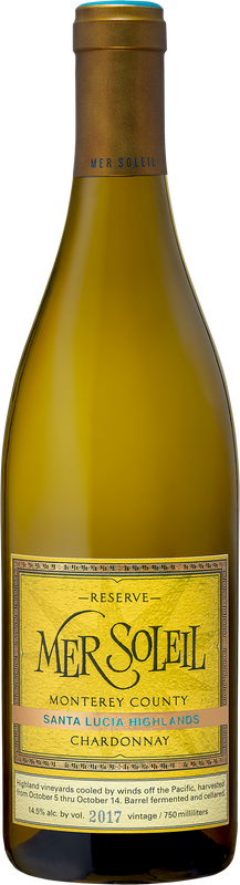 Bouteille de Chardonnay Reserve Mer Soleil AVA Santa Lucia Highlands de Mer Soleil