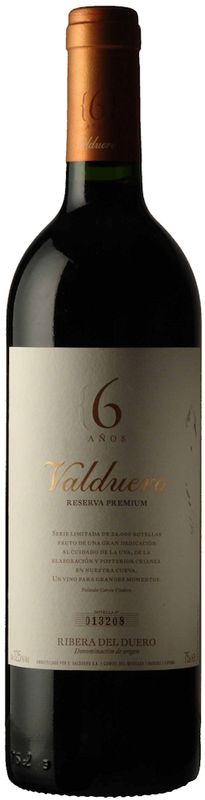 Bottle of Ribera del Duero Valduero Reserva Premium 6 Anos DO from Bodegas Valduero