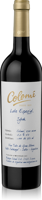 Bottle of Syrah Lote Especial from Bodega Colomé