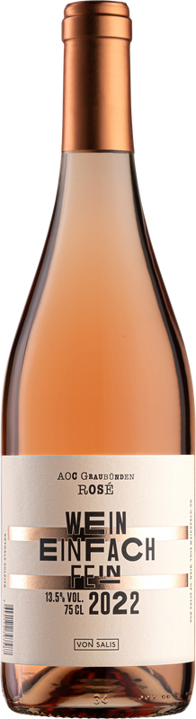 Bottiglia di "Wein einfach fein" Rosé AOC di Weinbau von Salis