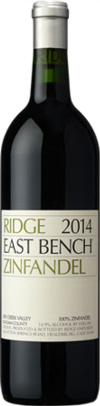 Bottle of East Bench Zinfandel Dry Creek Valley Sonoma County from Ridge Vineyards