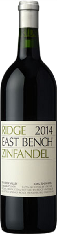 Bouteille de East Bench Zinfandel Dry Creek Valley Sonoma County de Ridge Vineyards