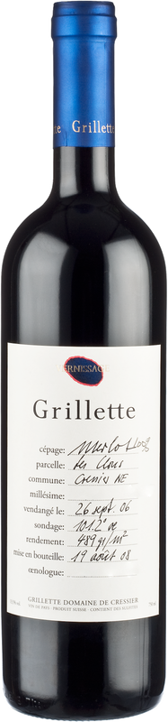 Bottiglia di Les Clous Vernissage Merlot Neuchatel VdP di Grillette Domaine De Cressier