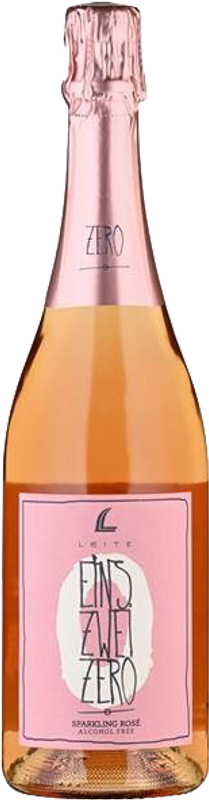 Flasche Sparkling Rosé Eins Zwei Zero ohne Alkohol von Leitz