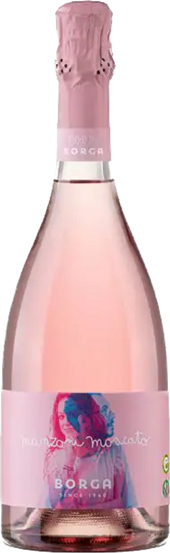 Bottiglia di Manzoni Moscato Spumante Rosé dolce di Cantine Borga
