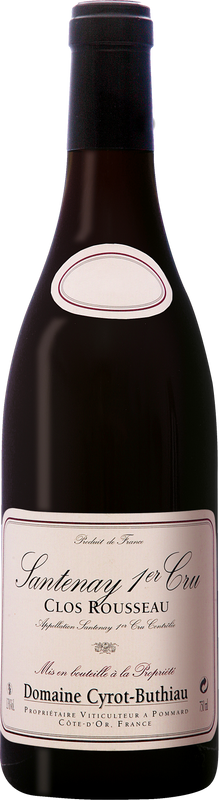 Bottiglia di Clos Russeau 1er Cru Santenay AOC di Domaine Cyrot-Buthiau