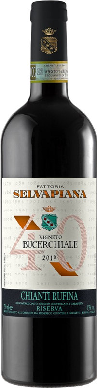 Bottle of Chianti Rufina Riserva Bucerchiale DOCG 40° anniversario from Selvapiana
