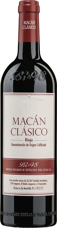 Bottle of Macan Clasico Rioja DOCa from Macán Bodegas BR & VS