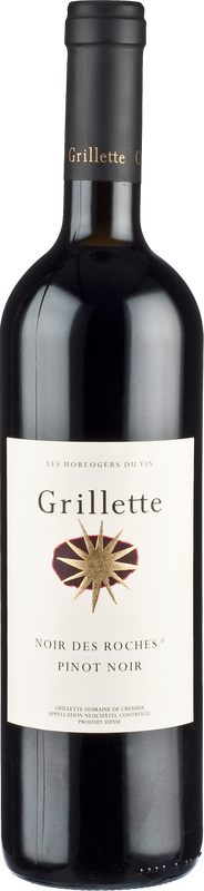 Bottiglia di Noir de Roches Premier Pinot Noir Neuchatel AOC di Grillette Domaine De Cressier