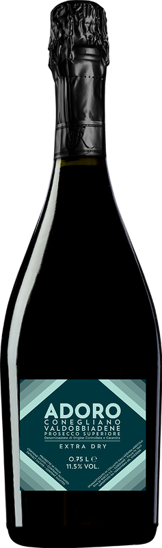 Bottiglia di ADORO Prosecco Conegliano Valdobbiadene Superiore Extras Dry DOCG di Col di Rocca
