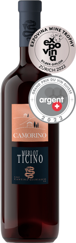 Bottle of Camorino Ticino DOC Merlot from Cantina Giubiasco