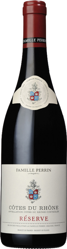Bottiglia di Cotes-du-Rhone AC rouge Reserve di Famille Perrin