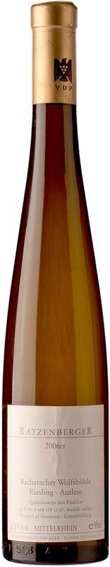 Bottiglia di Bacharacher Wolfshohle Auslese Goldkapsel di Ratzenberger