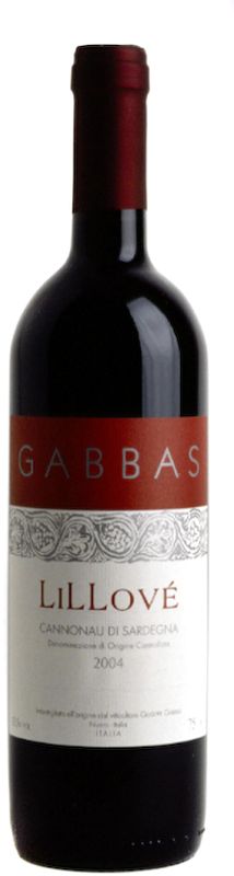 Bottiglia di Cannonau di Sardegna DOC "Lillove" G. Gabbas M.O. di Gabbas