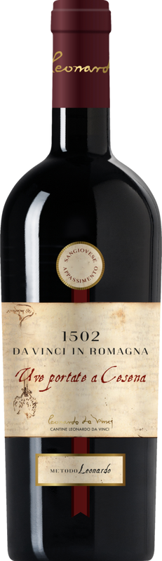 Bottiglia di Appassimento Romagna DOC 1502 Uve Portate a Cesena di Cantine Leonardo da Vinci