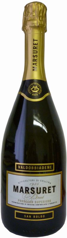 Bottle of Valdobbiadene Prosecco Superiore DOCG brut San Boldo from Marsuret