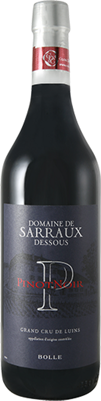Bottiglia di Domaine de Sarraux-Dessous Pinot Noir Grand Cru Luins AOC di Bolle