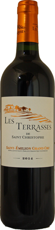 Bottiglia di Les Terrasses De Tour Saint Christophe 2ème vin Saint Emilion Grand Cru AOC di Château Tour Saint-Christophe