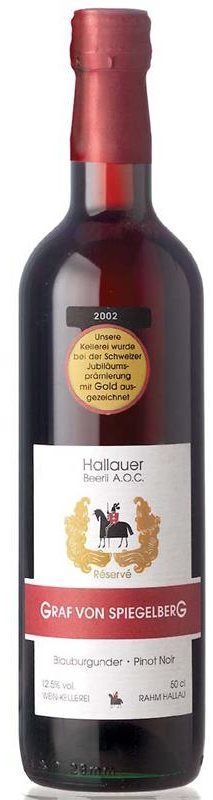 Flasche Graf von Spiegelberg Hallauer Pinot Noir Top 50 von Rimuss & Strada Wein AG
