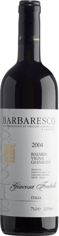 Bottle of Barbaresco Basarin Vigna Gianmaté DOCG from Giacosa Fratelli