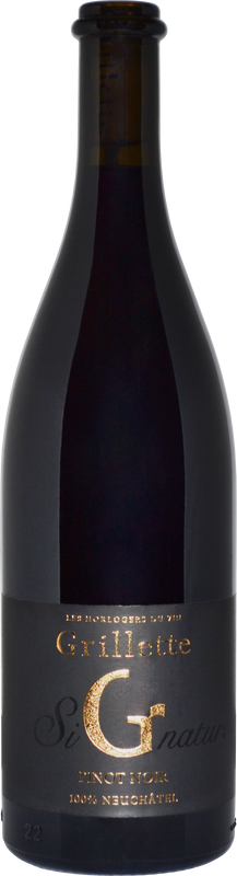 Bottiglia di Signature Pinot Noir Neuchatel AOC di Grillette Domaine De Cressier