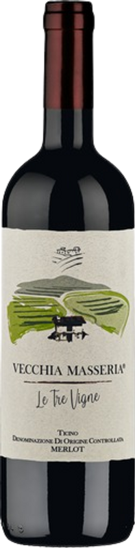 Bottiglia di Le Tre Vigne – Merlot del Ticino DOC di Vecchia Masseria