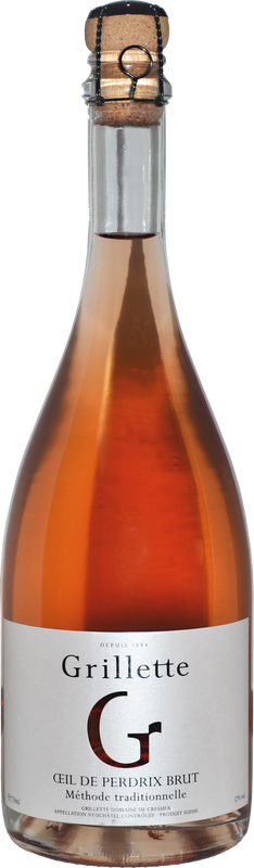 Bottiglia di Brut Oeil-de-Perdrix Neuchatel AOC di Grillette Domaine De Cressier