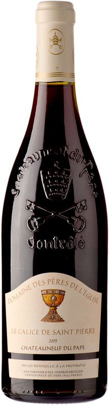 Bottiglia di Chateauneuf-du-Pape Calice de Saint Pierre di Pères de l'Eglise