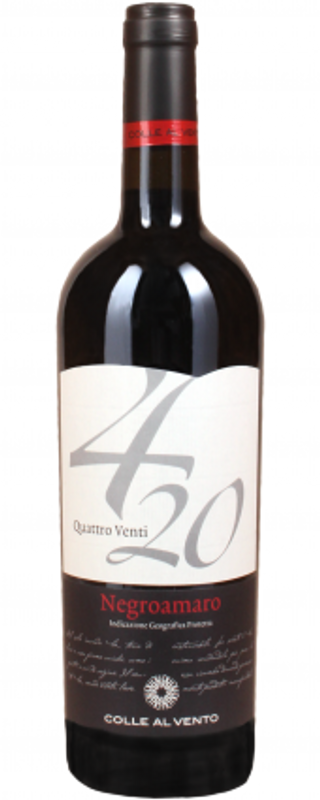 Bottle of Colle al Vento 4/20 Negroamaro Salento IGP from Alibrianza