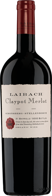 Bouteille de Merlot Claypot SImonsberg-Stellenbosch WO de Laibach Vineyards