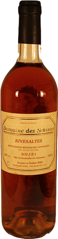 Bouteille de Rivesaltes Solera Ambrée AOC de Domaine des Schistes