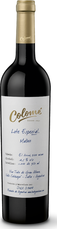 Bottle of Malbec El Arenal Lote Especial from Bodega Colomé