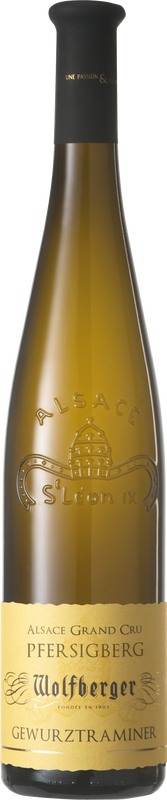Bottiglia di Gr. Cru Pfersigberg Gewurztraminer Vin d'Alsace AOC di Wolfberger