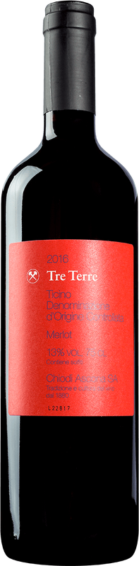 Flasche Tre Terre Merlot del Ticino DOC von Chiodi Ascona SA