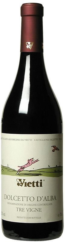 Bottiglia di Dolcetto d'Alba DOC Tre Vigne di Cantina Vietti