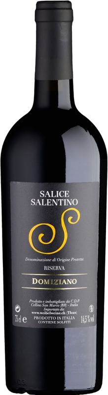 Bottle of Salice Salentino Riserva DOP from Domiziano San Marco