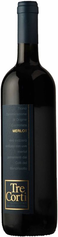 Bottiglia di Tre Corti Merlot Ticino DOC Fratelli Corti di Fratelli Corti