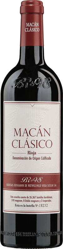 Bottiglia di Macan Clasico Rioja DOCa Macán Bodegas BR & VS di Macán Bodegas BR & VS