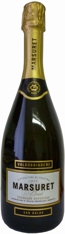 Flasche Valdobbiadene Prosecco Superiore DOCG brut San Boldo Marsuret von Marsuret