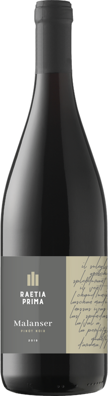 Flasche Malanser Pinot Noir Raetia Prima AOC Weinbau von Salis von Weinbau von Salis