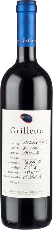 Flasche Les Clous Vernissage Merlot Neuchatel VdP Grillette Domaine De Cressier von Grillette Domaine De Cressier