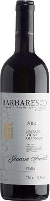 Bouteille de Barbaresco Basarin Vigna Gianmaté DOCG Giacosa Fratelli de Giacosa Fratelli