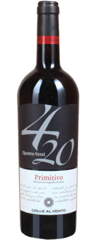 Bouteille de Colle al Vento 4/20 Primitivo Salento IGP Alibrianza de Alibrianza